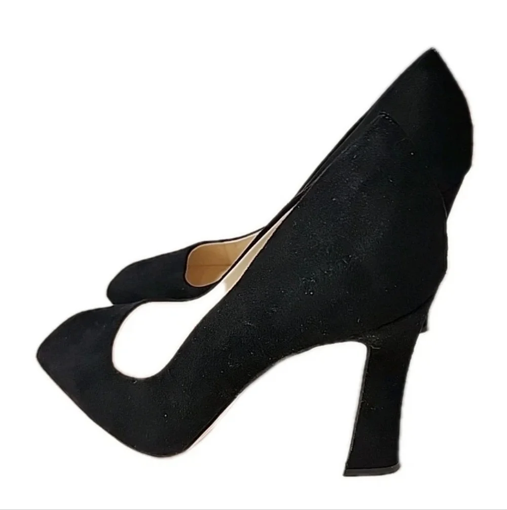 Jessica Simpson Mayrie US 8.5M Faux Suede Black Block Heel Square Toe Heels - Picture 2 of 12